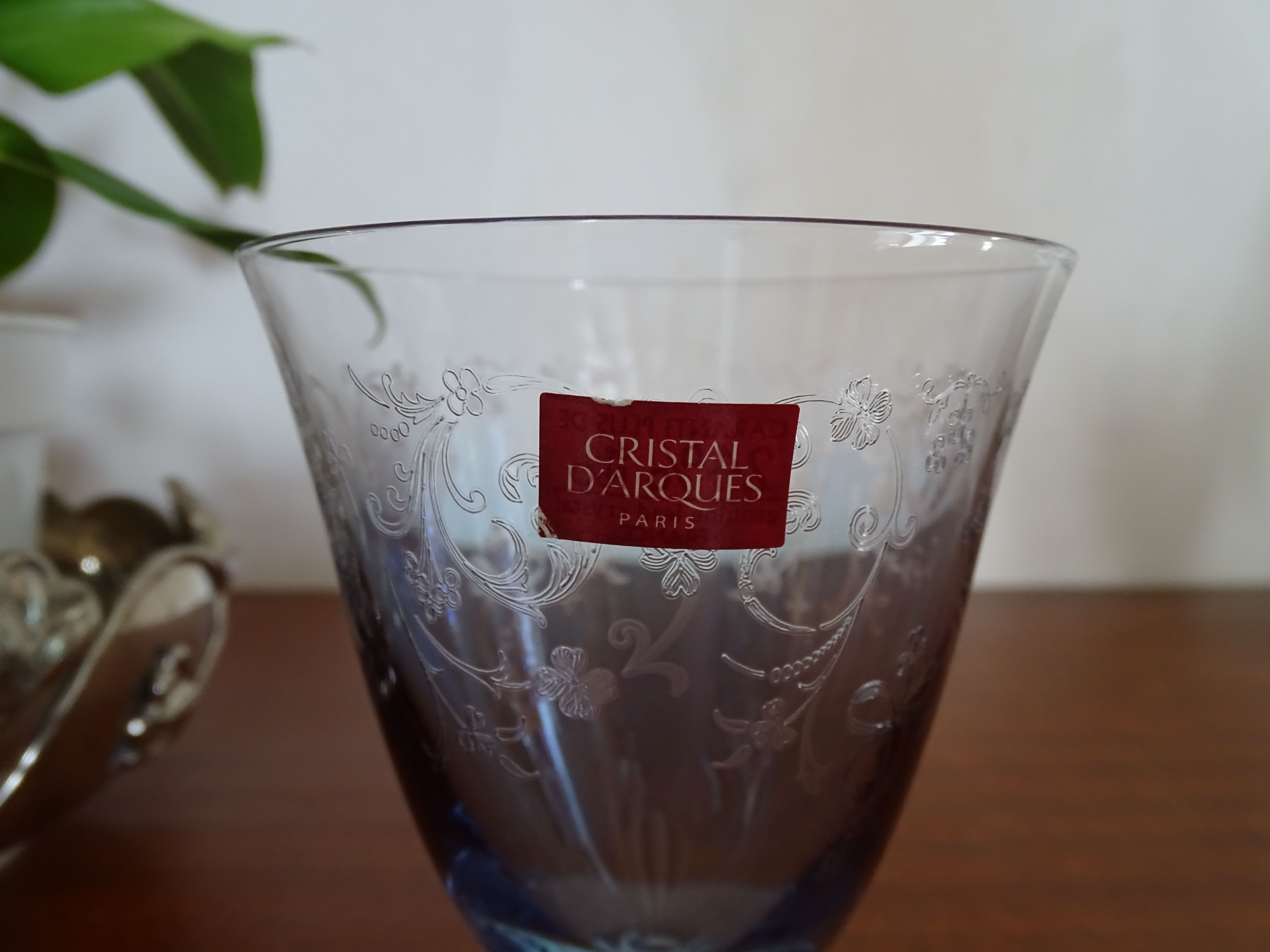 4 glasses with crystal water of Arques engraved colored - Calicia - 25 cl
