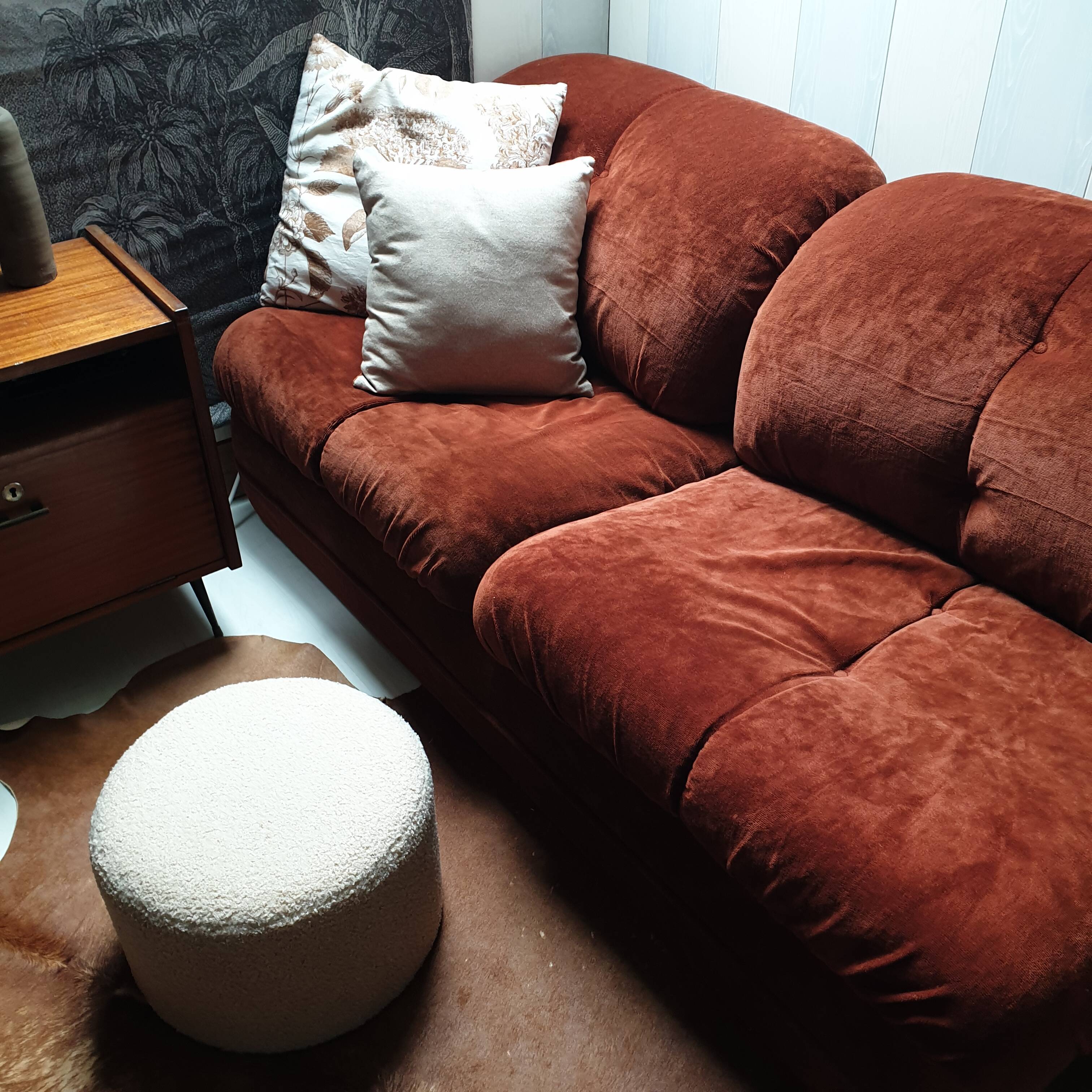 Sofa (bed) vintage Italian terracotta 70s