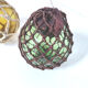 Set of 2 marine floats yellow and green ball glass and rope