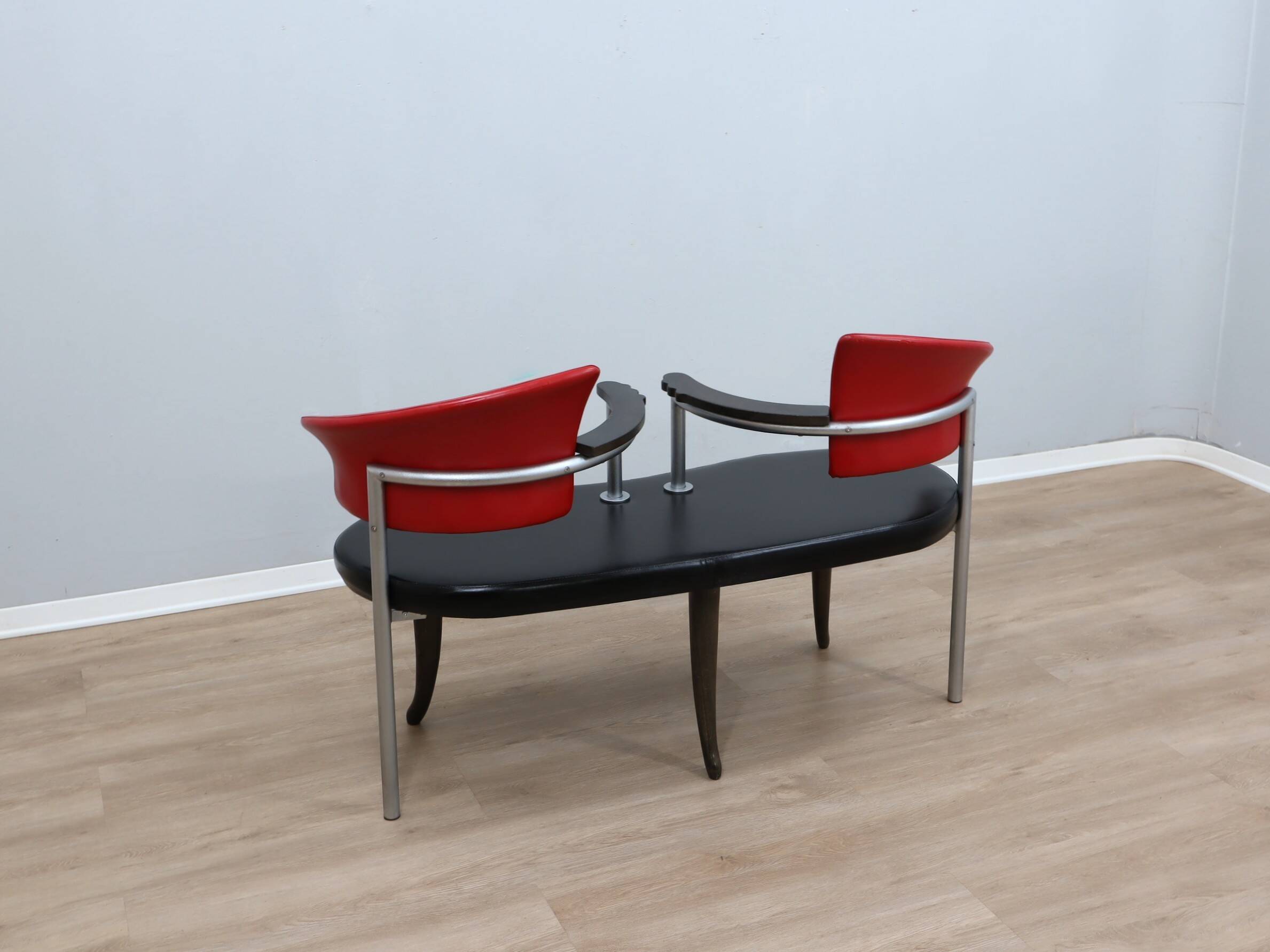 1990s Italian black and red post modern design bench