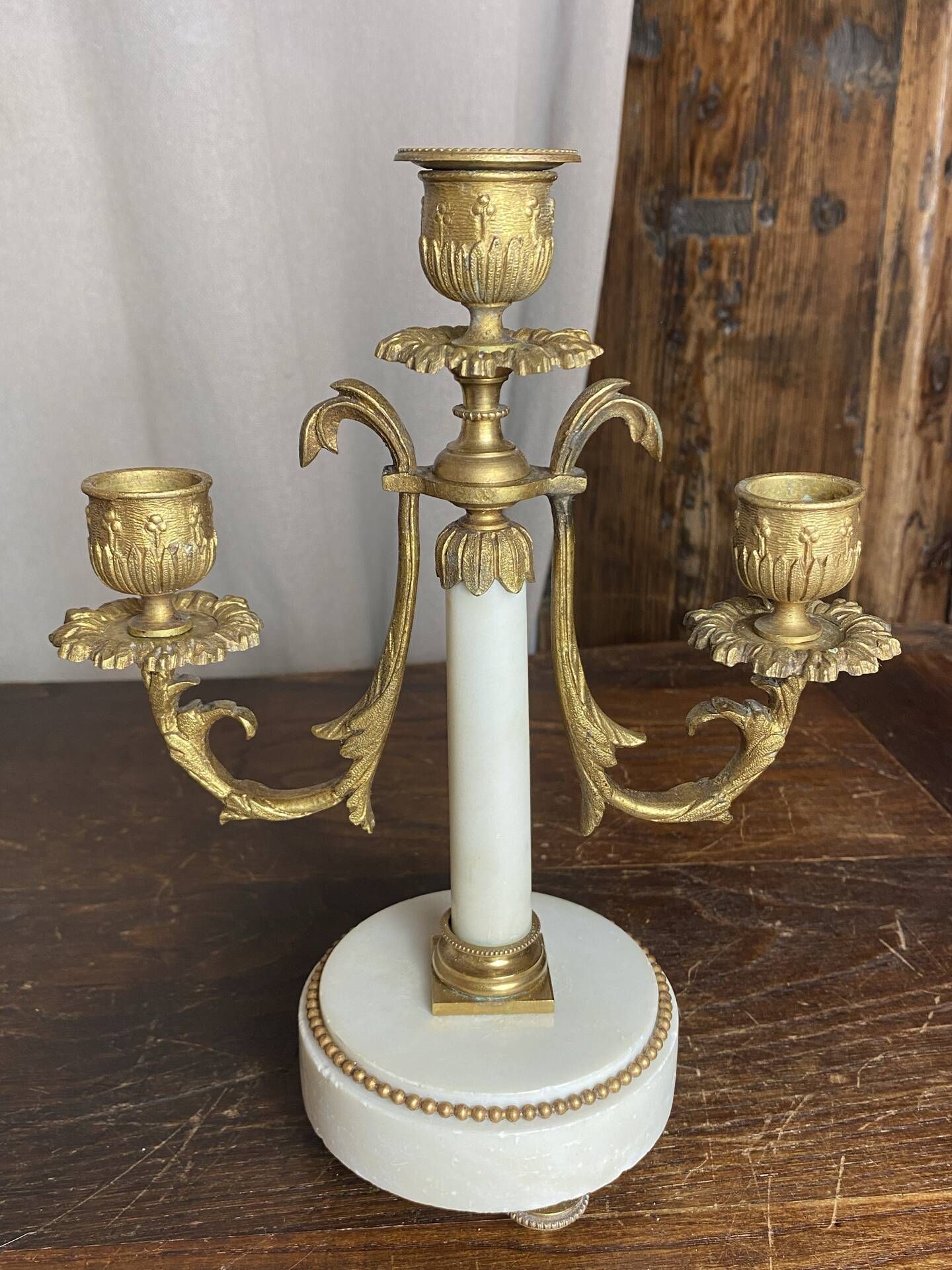Pair of bronze and marble candelabra, France, 19th century