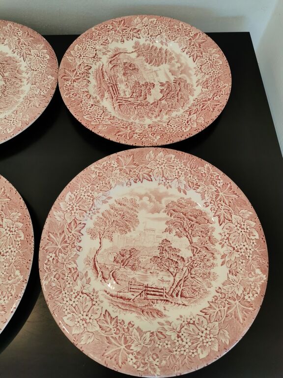 Set of 6 plates flat old décor English