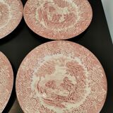 Lot de 6 assiettes plates anciennes décor English