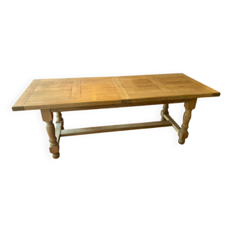 Table à manger ancienne en chêne massif avec rallonge – 6 à 10 personnes |