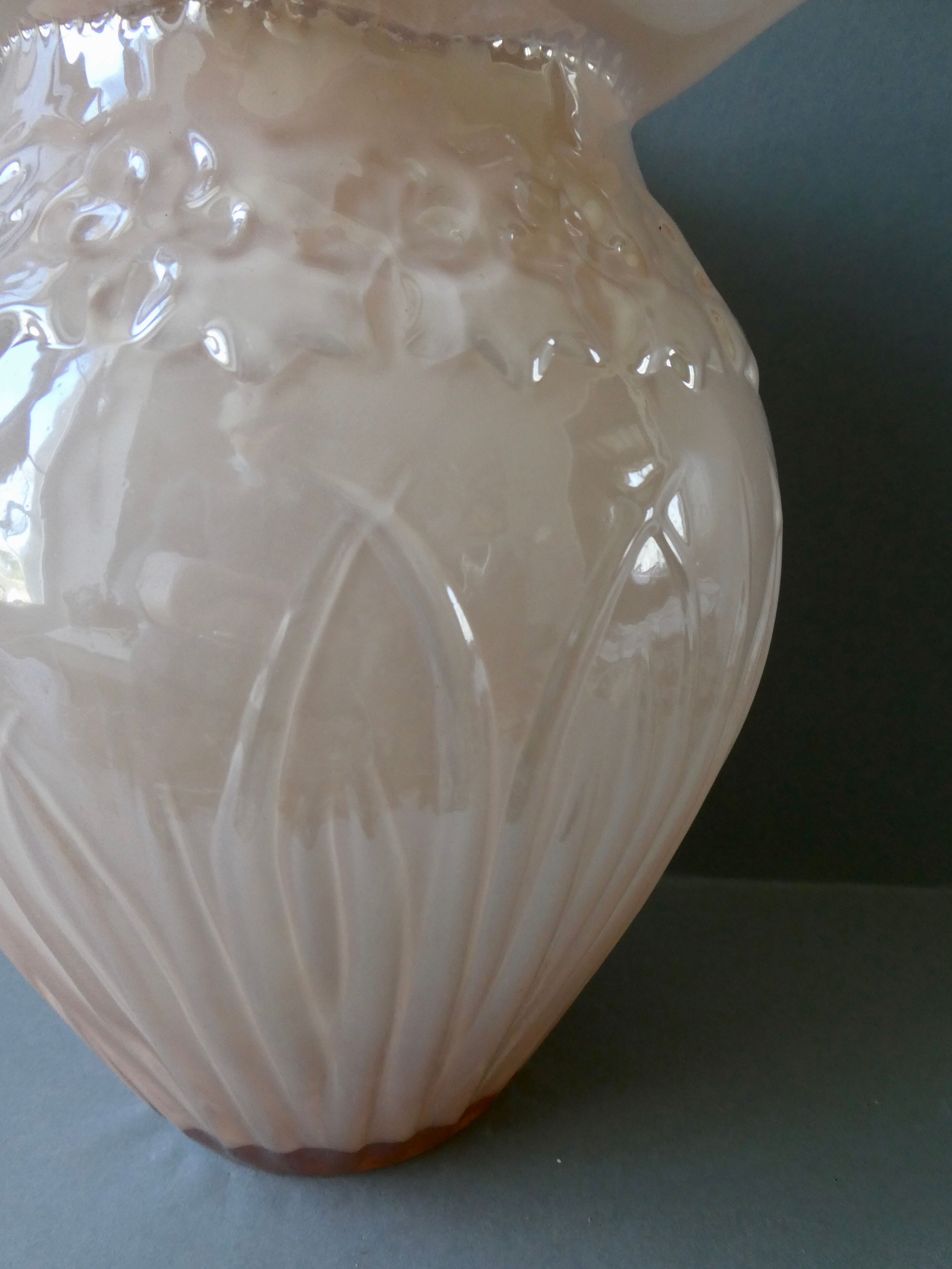 Art Nouveau vase in pink opaline