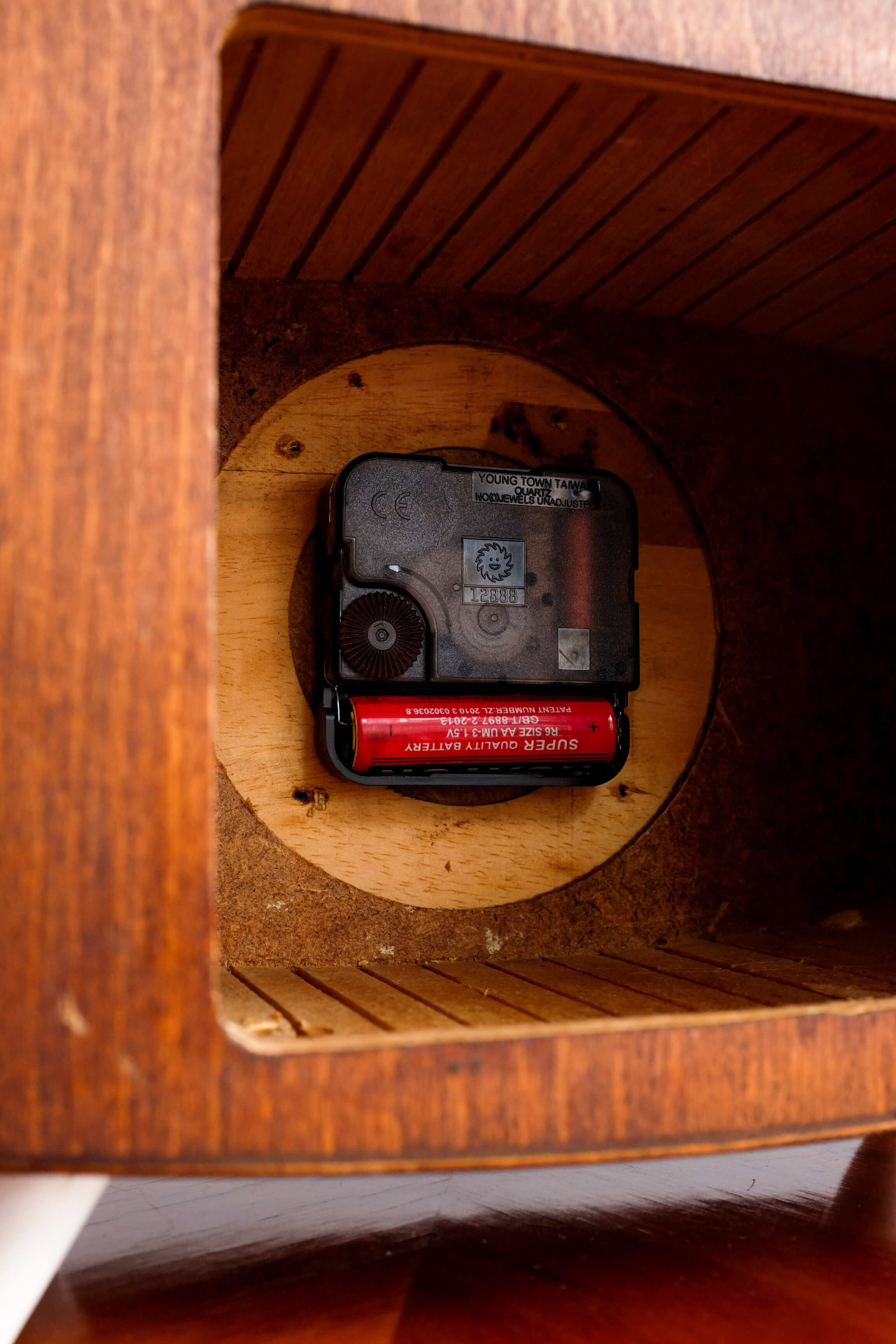 Vintage wooden weimar table clock made by germany, 1960s