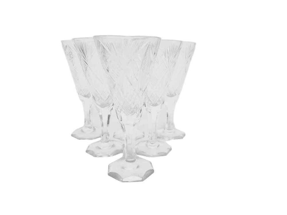 Art Deco Polish champagne glasses, 1900s, set of 6