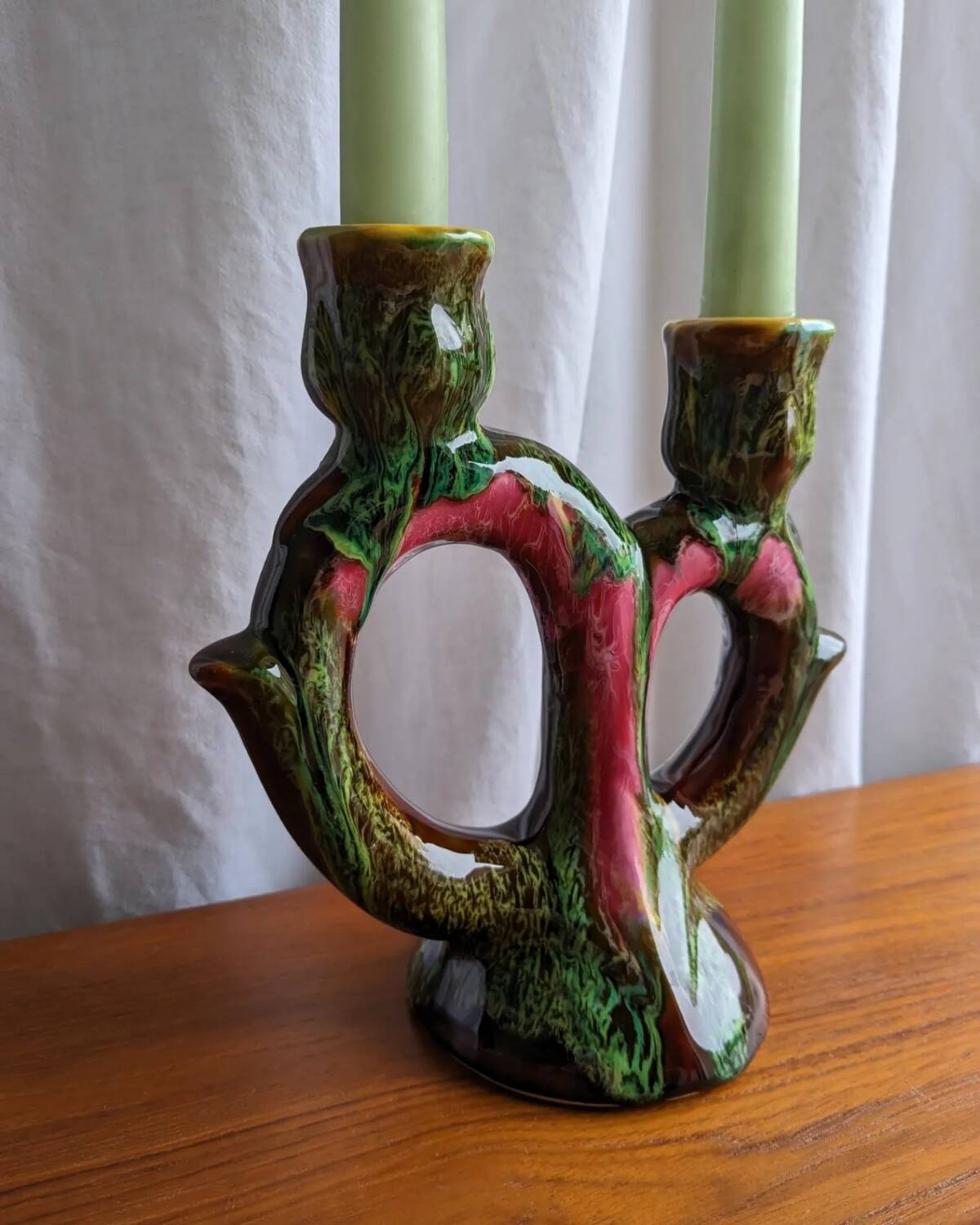 Glazed ceramic candle holder