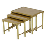 Set de 3 tables gigognes design laiton cuivre verre doré style maison jansen