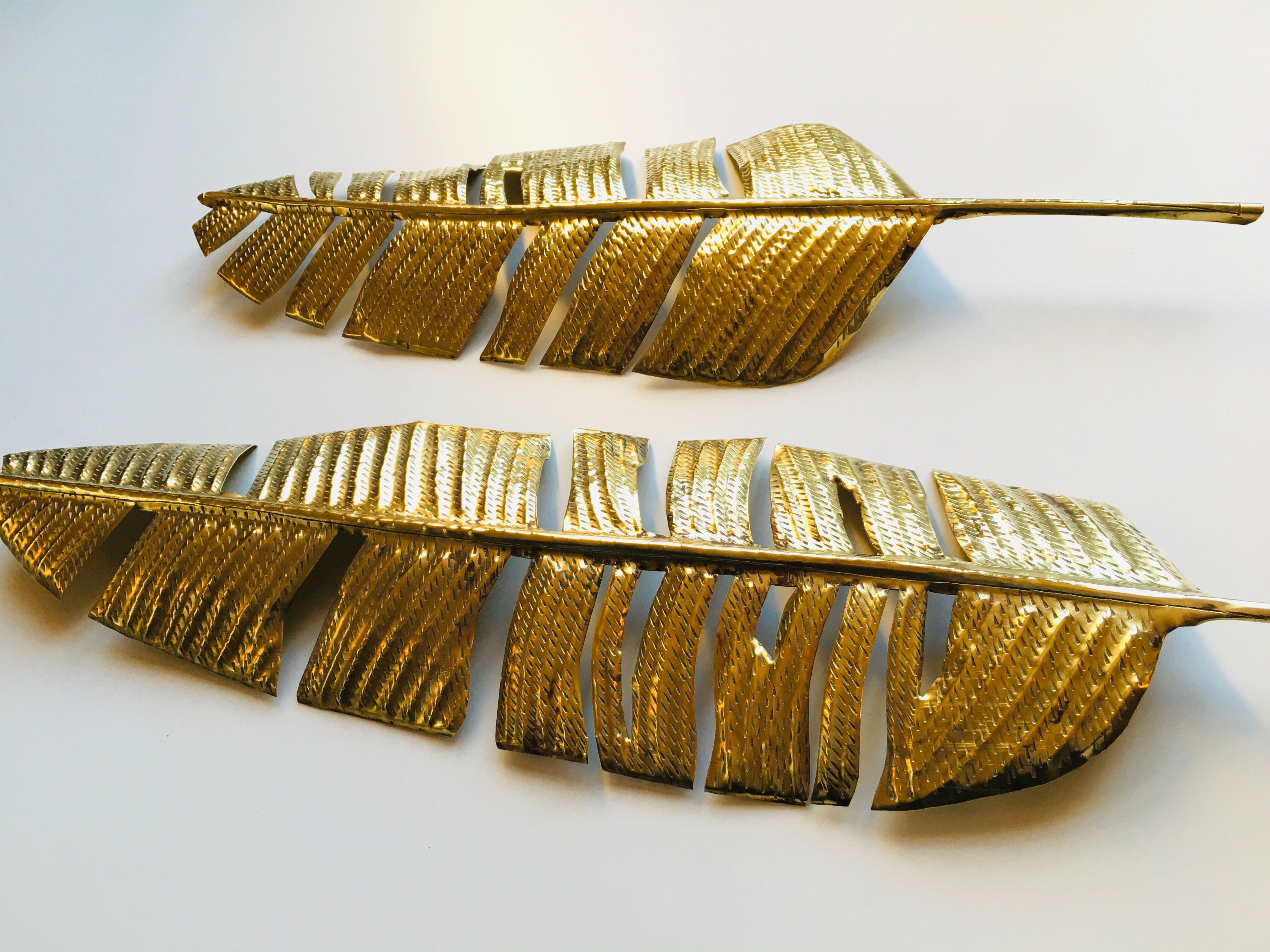 Set of 2 brass feathers
