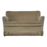 1970s, Danish 2 seater sofa, original condition, green furniture velour, beech wood legs.