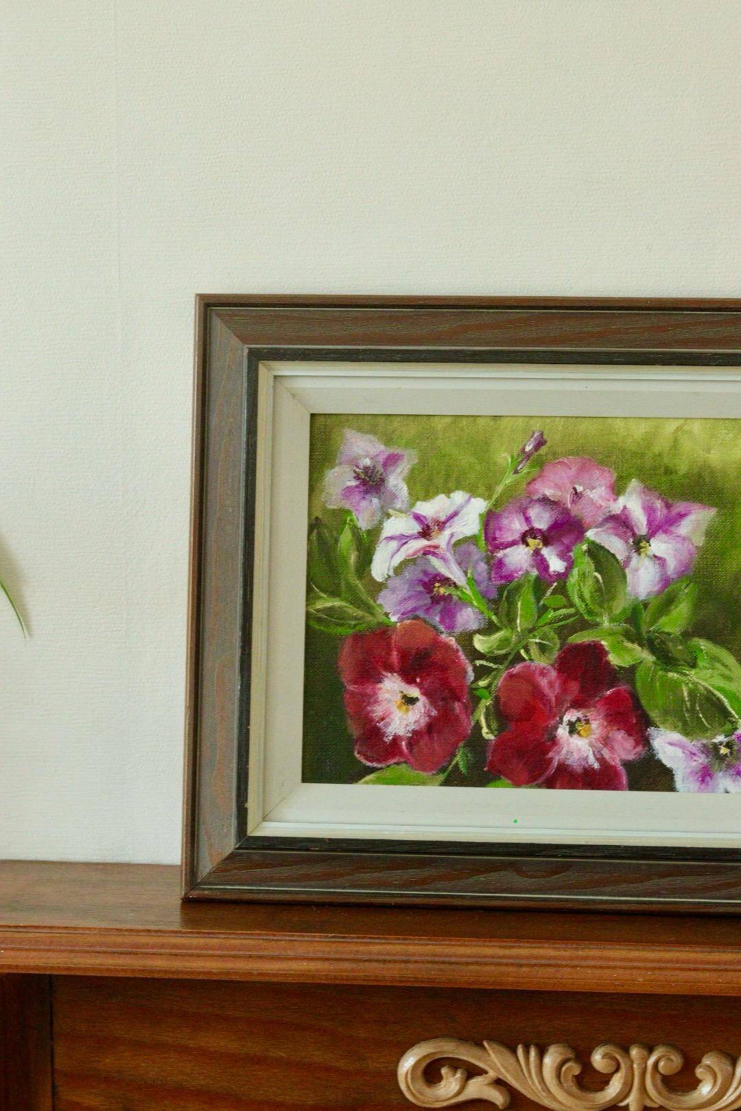 Framed oil on canvas "Flowers", Sweden mid 20th century