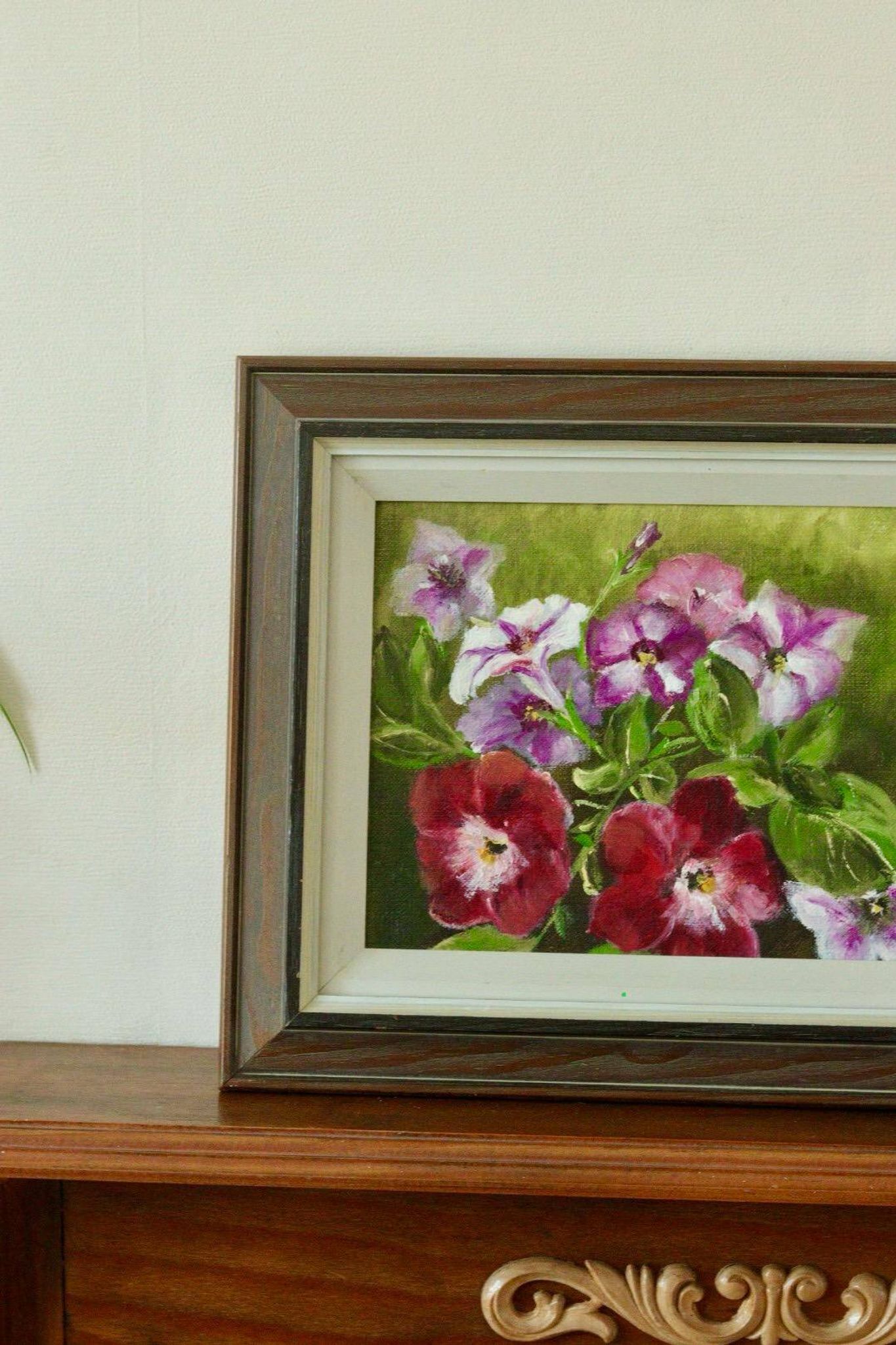Huile sur toile encadrée « Fleurs », Suède milieu XXème