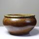 Vintage stoneware bowl or planter with ash glaze, rustic wabi sabi style