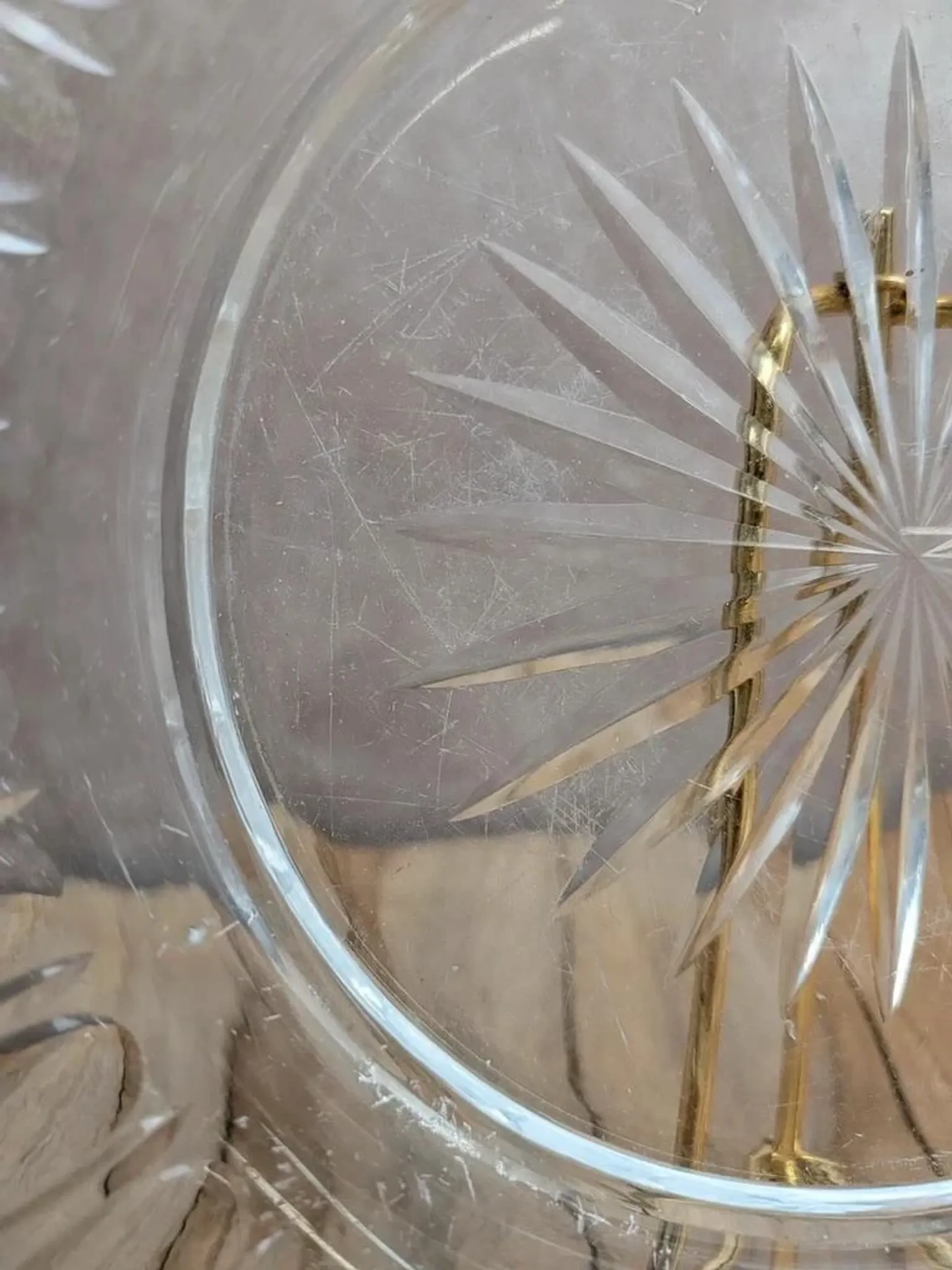Antique cut glass plate – Gilded metal mount Cailar-bayard – French silversmithing