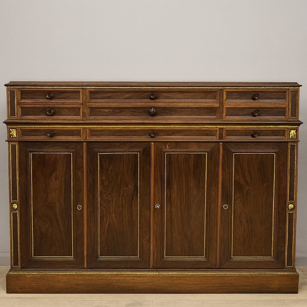 Sideboard in rosewood in the Charles X style, of fine cabinetmaking quality.