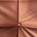 Canapé Togo français en cuir de vachette épais couleur cognac, signé Michel Ducaroy pour Ligne Roset