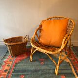 Rattan basket armchair 60s