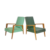 Paire de fauteuils 1950 vintage dossier inclinable