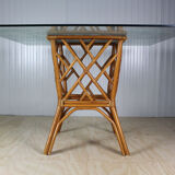 Square glass table with rattan base