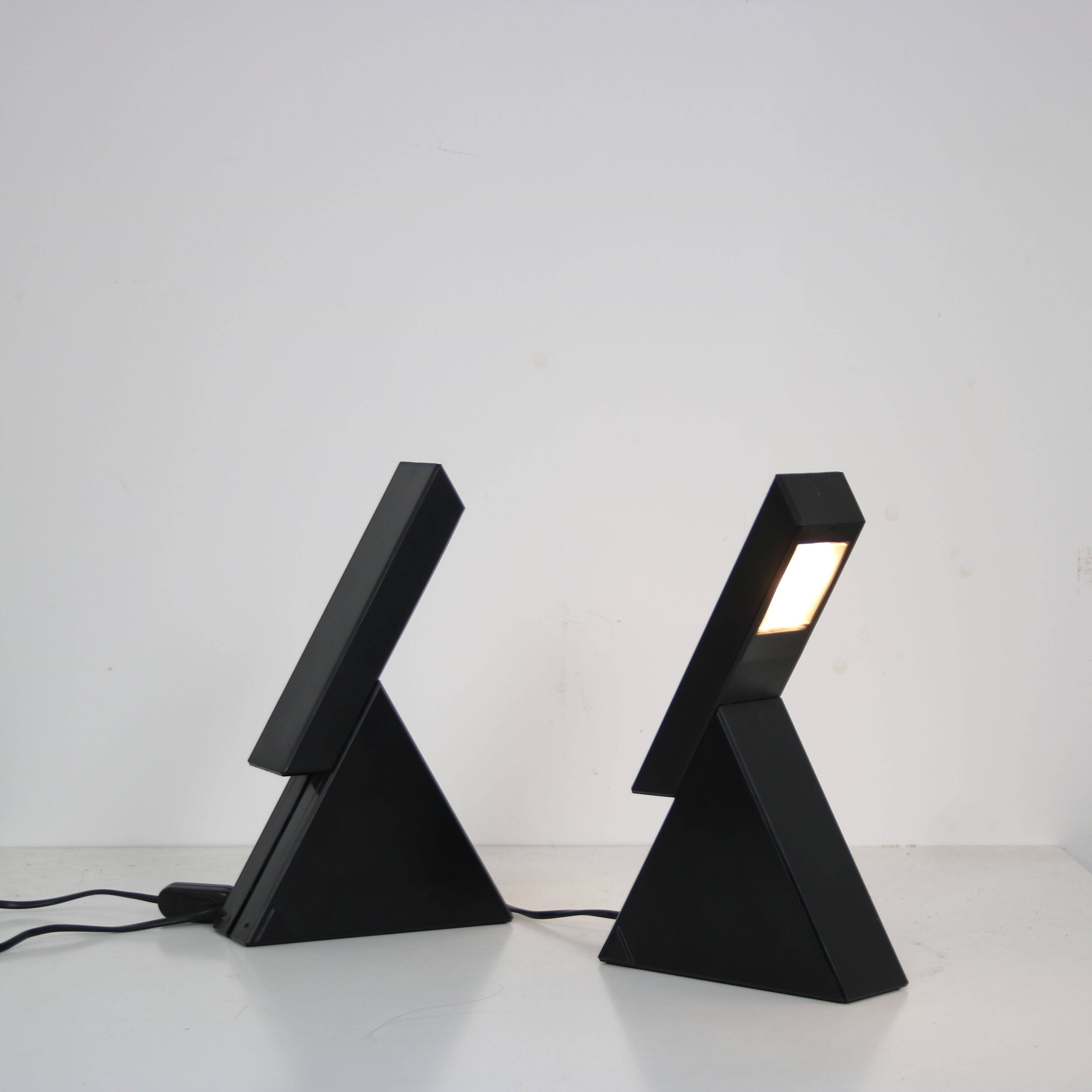 1980s Pair of “Delta” table lamps by Mario Bertorella for JM RDM, Italy
