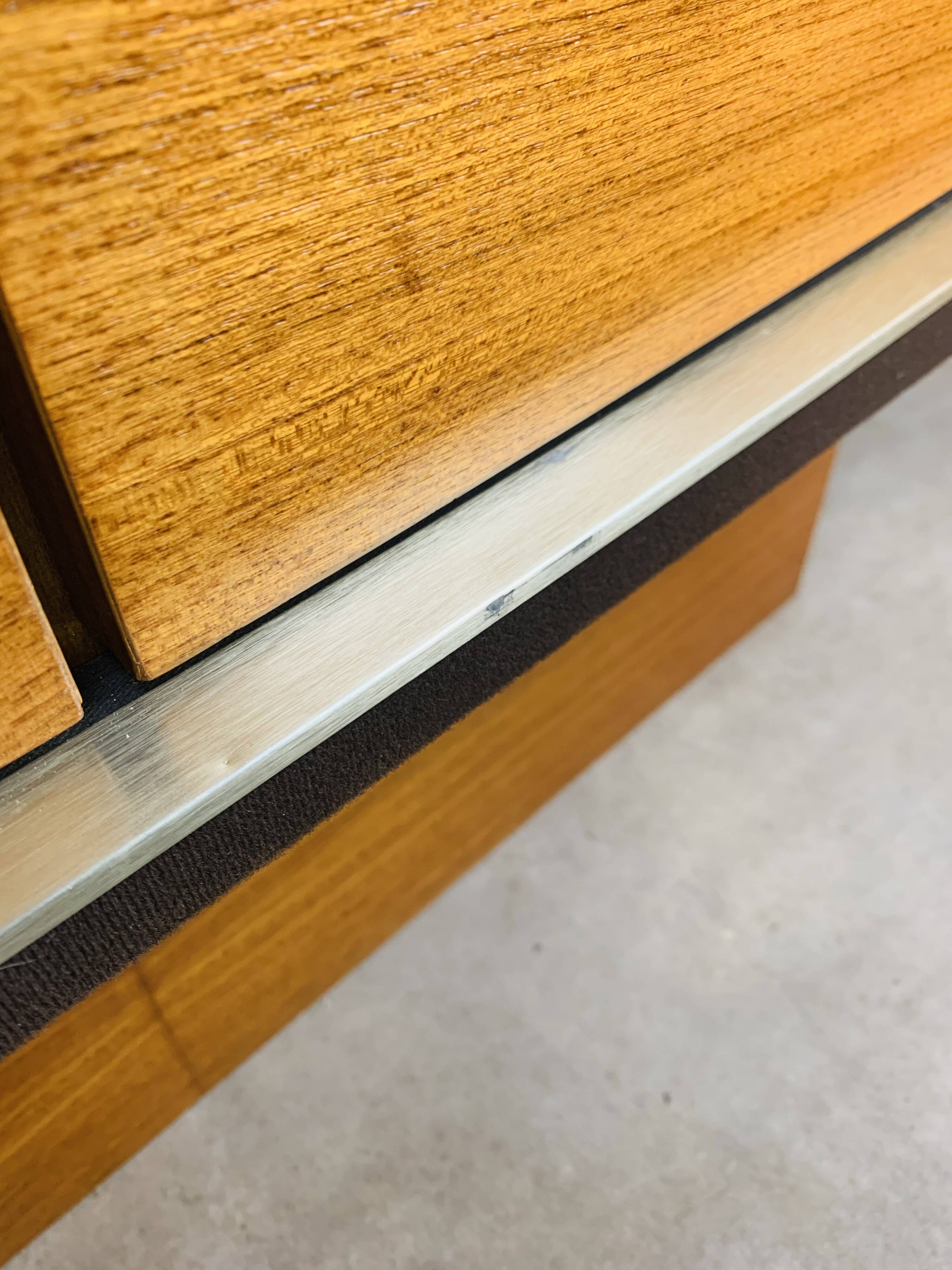 Vintage teak and aluminum sideboard, 1970s, TV stand, Scandinavian style