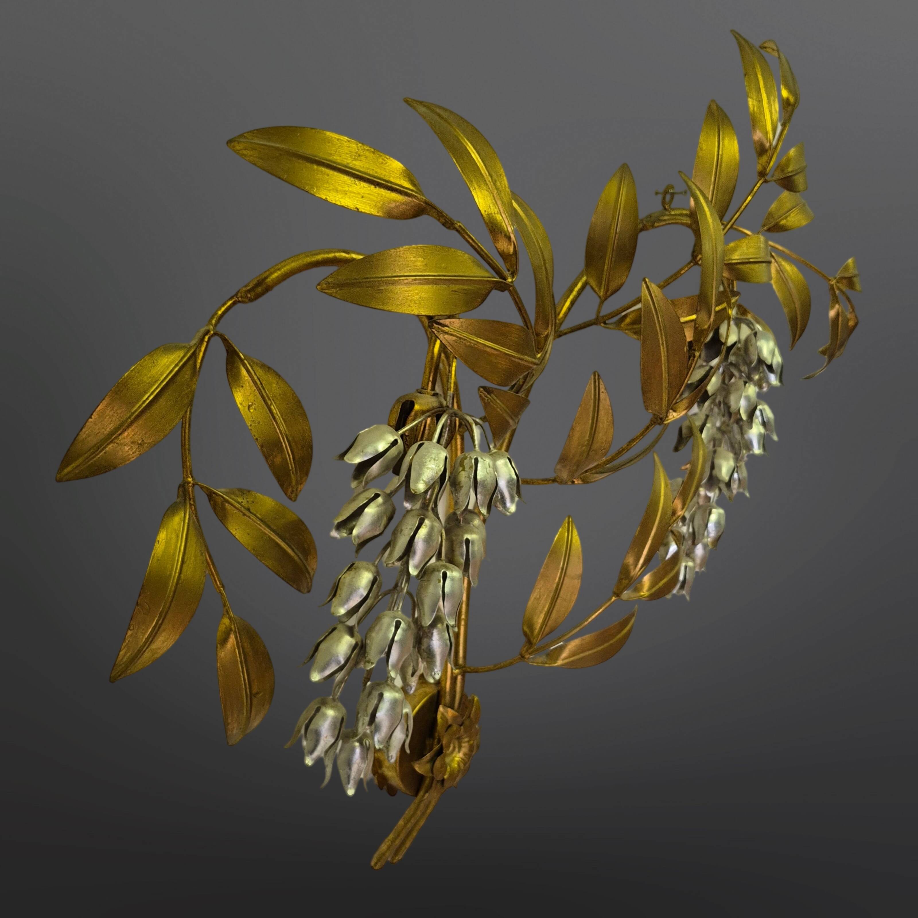 Grande applique murale dorée "Wisteria" de Hans Kögl, Allemagne années 1970