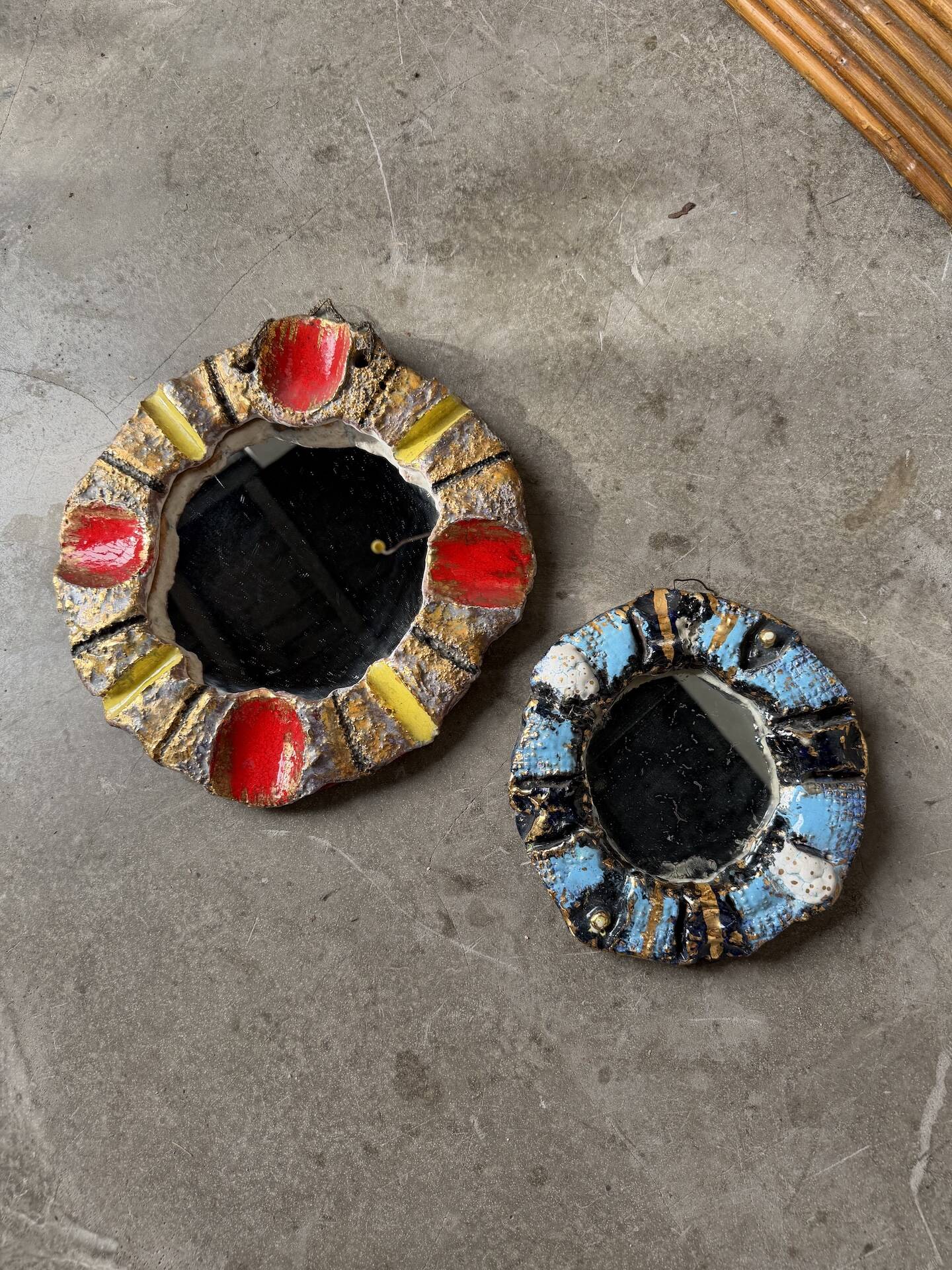 Pair of ceramic mirrors 1950 dlg Mithé