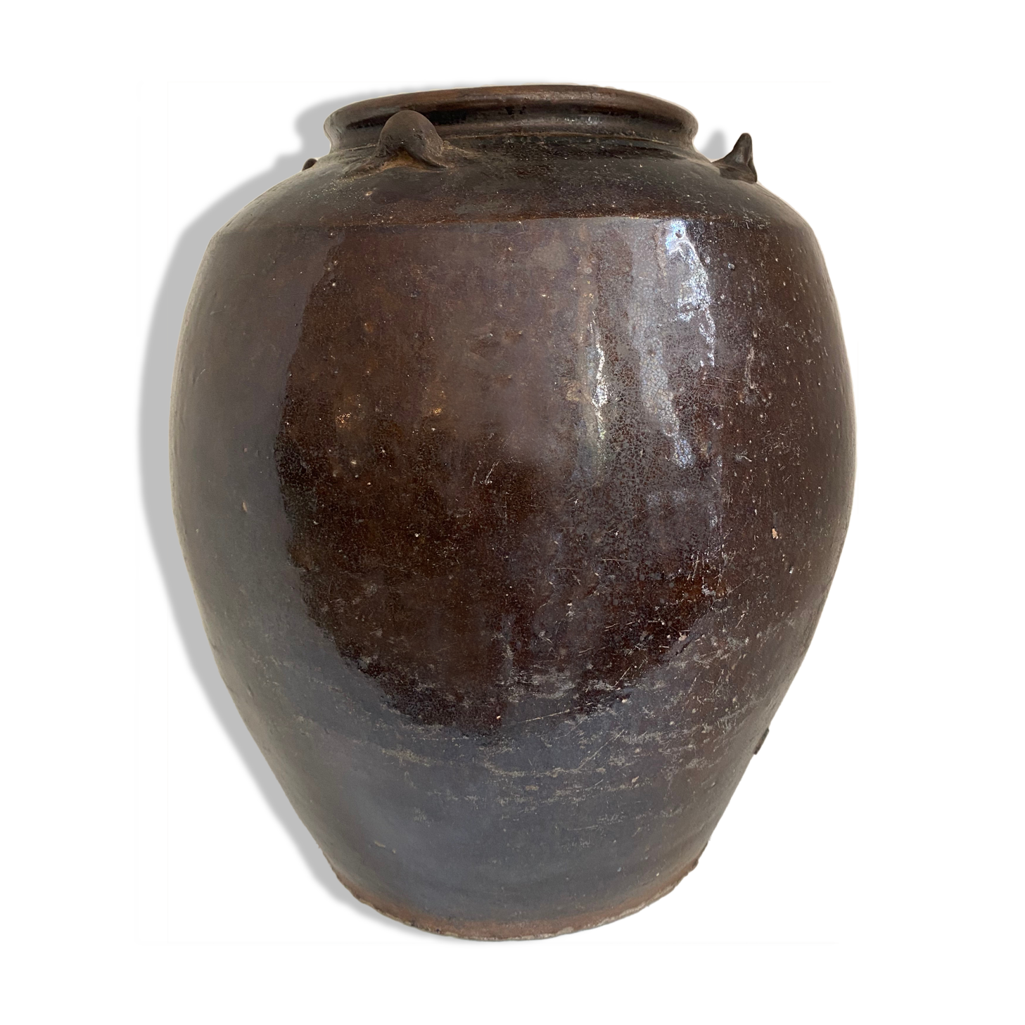 Chinese jar in black glazed stoneware