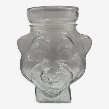 Bonbonnière tête d’ours en verre année 70