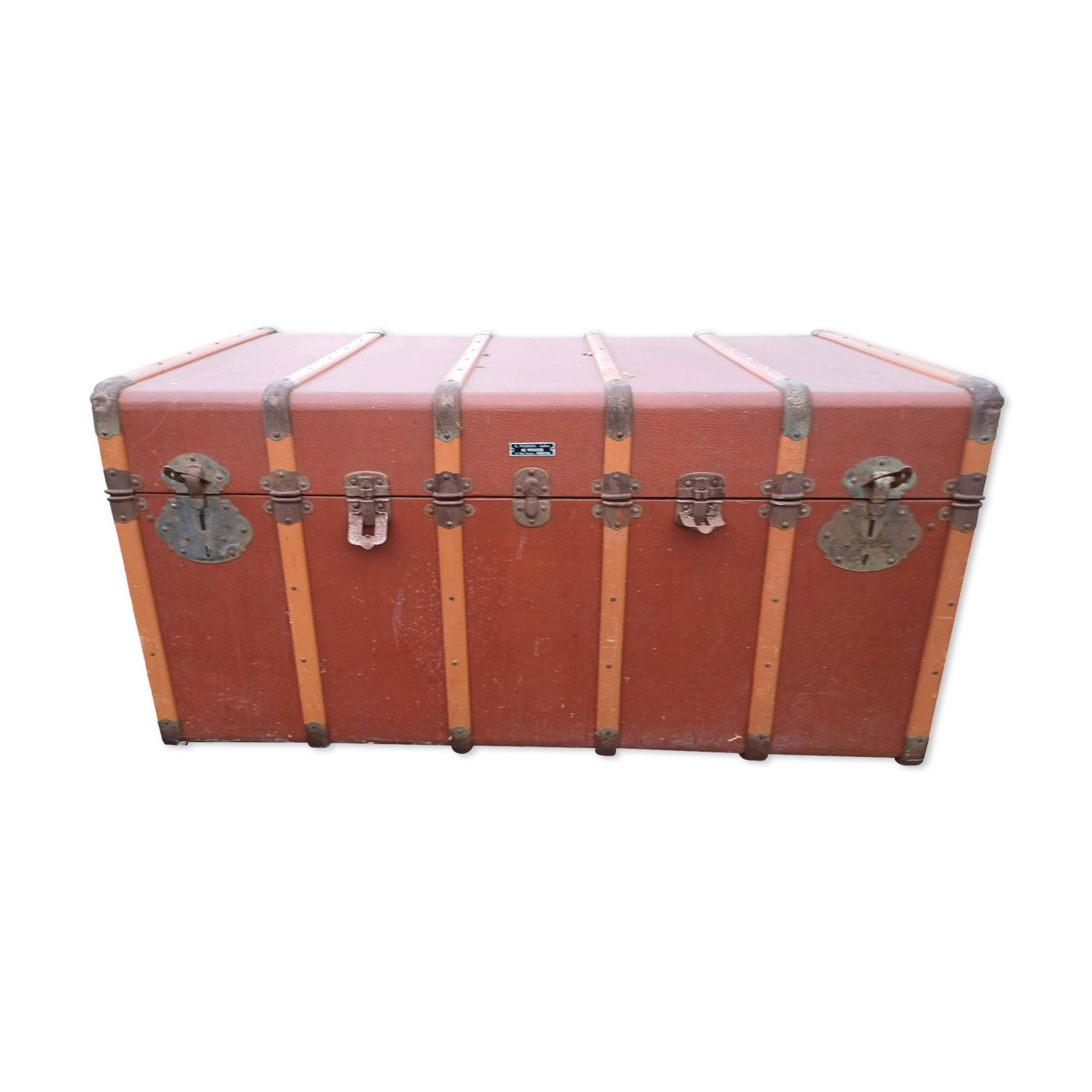 Malle de Voyage Bois et Simili Cuir