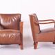 Vintage Art Deco Lounge Set in Walnut and Leather, 1930s, Set of 3