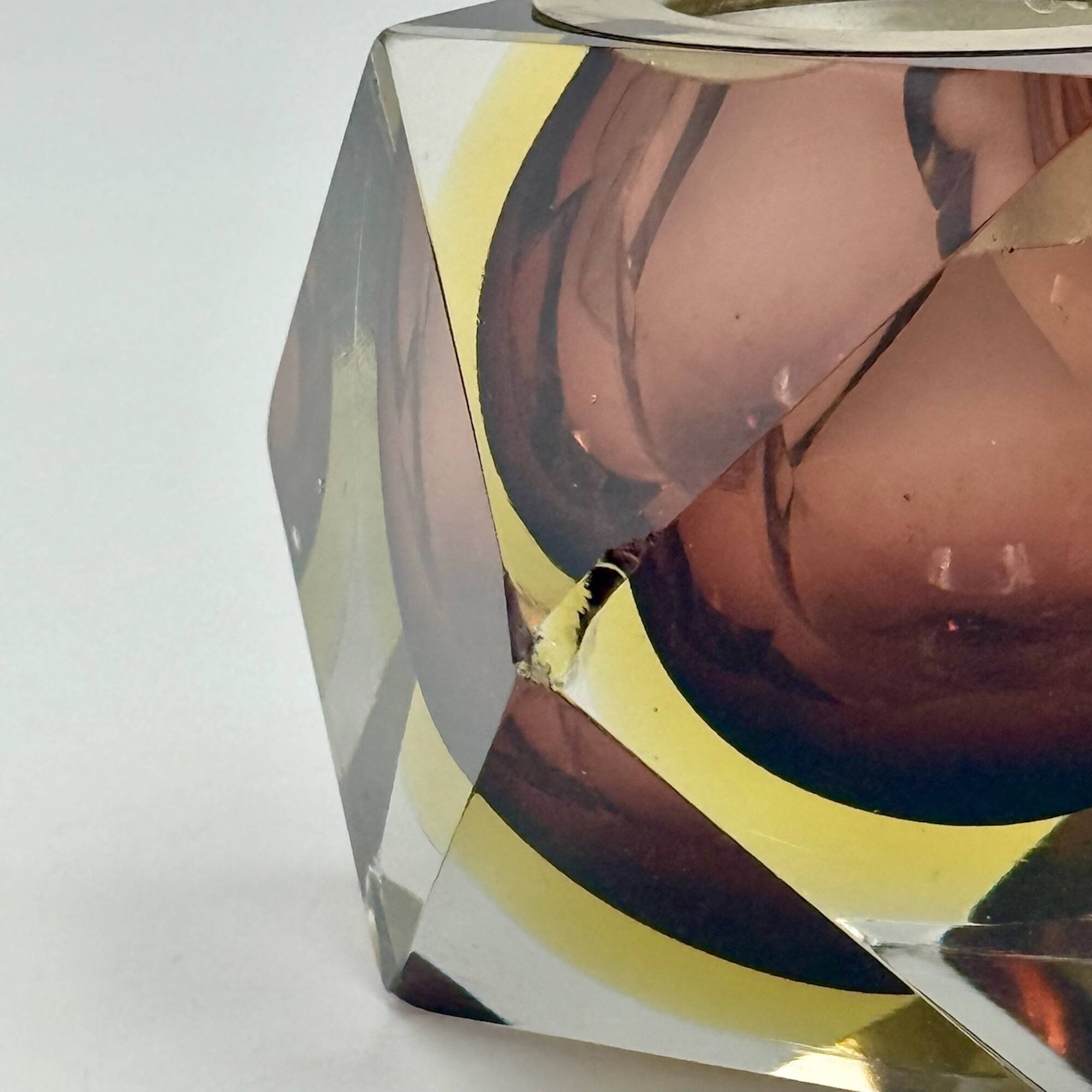 Vase géométrique en verre Sommerso de Murano, Italie, années 1970