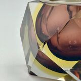 Vase géométrique en verre Sommerso de Murano, Italie, années 1970