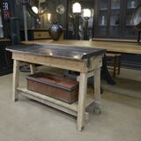 Industrial console table in fir and metal 1930