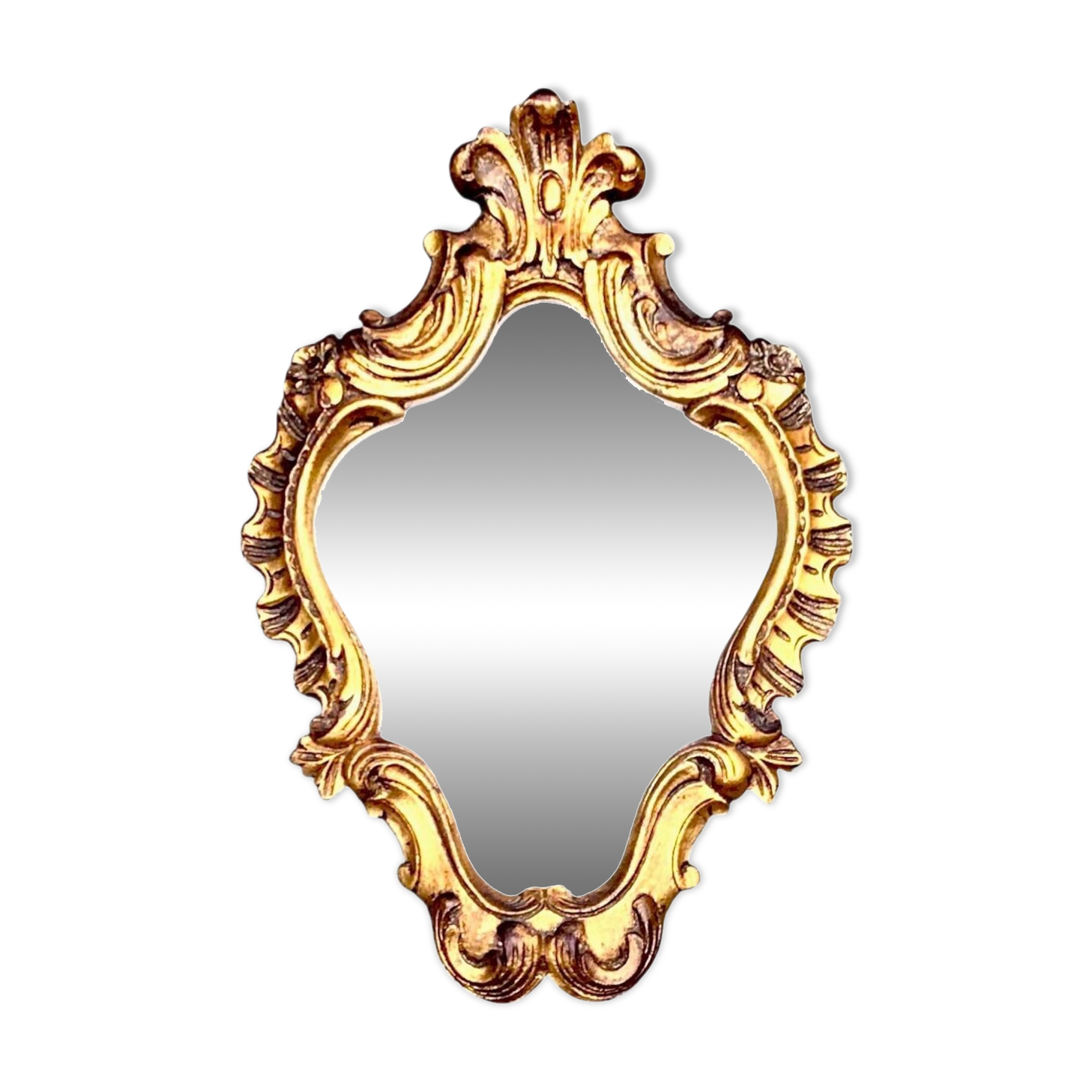 Rococo wall mirror in golden resin
