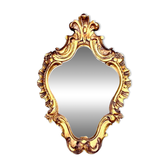 Rococo wall mirror in golden resin