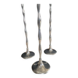 Vintage silver-plated candle holder trio