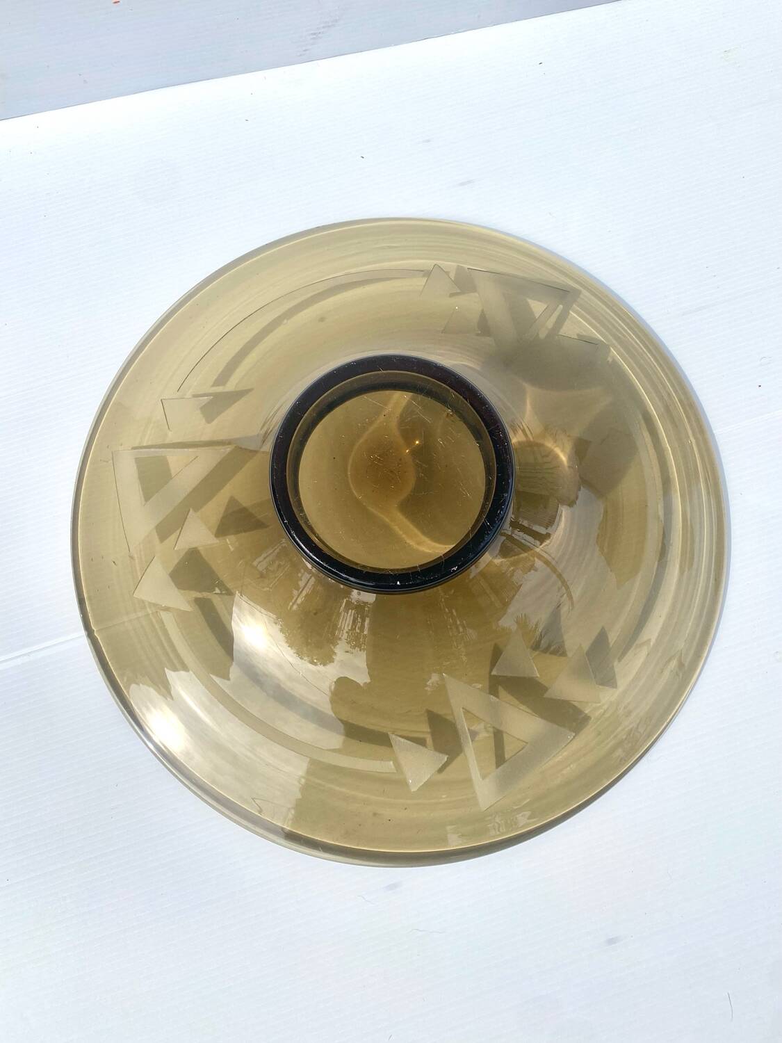 Large Art Deco smoked glass bowl