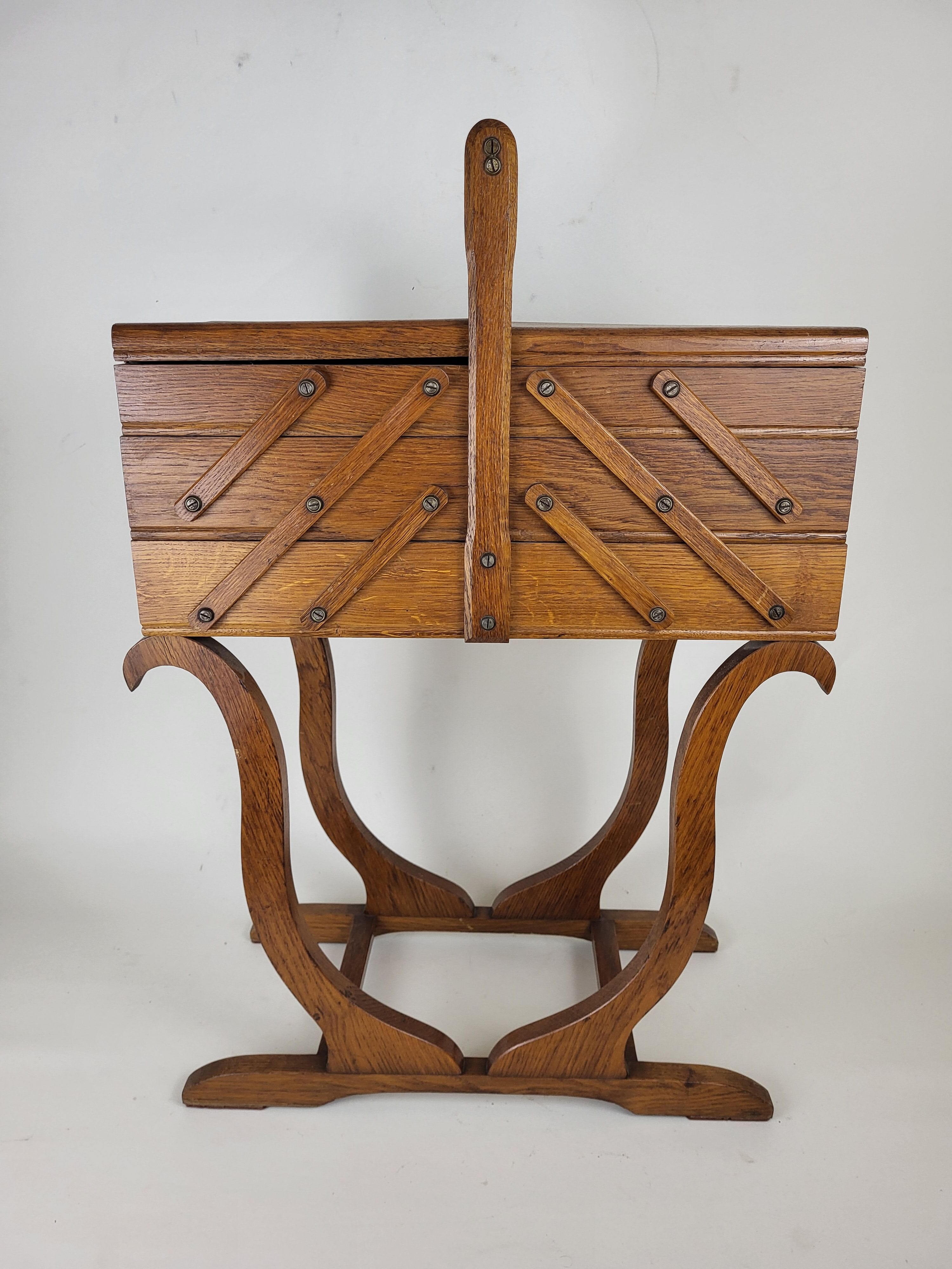 Worker on vintage wooden legs