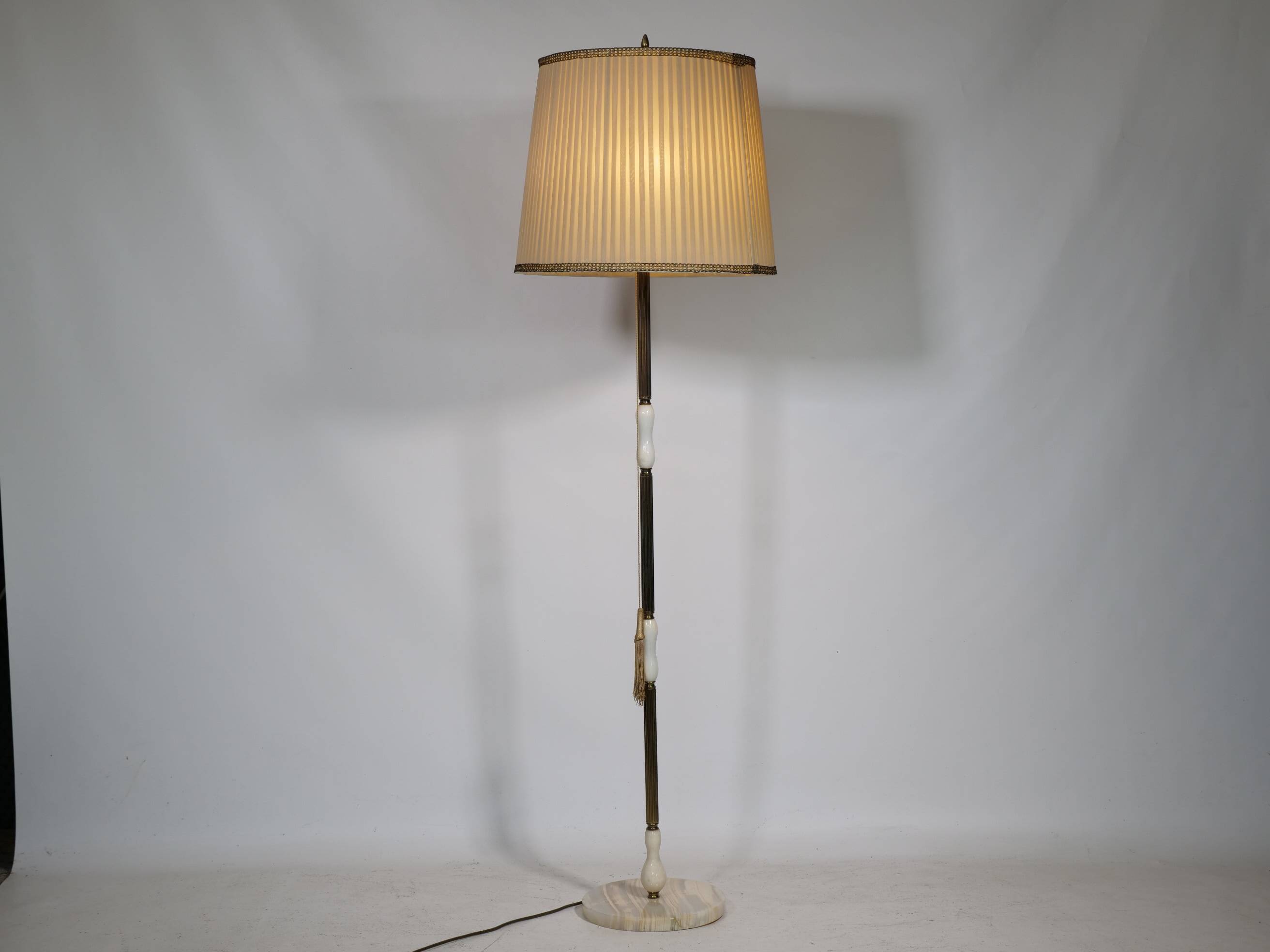 Design Floor Lamp Brass Marble 1960s 1970s Italy