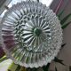 Pair of round vintage moulded glass ceiling lights.
