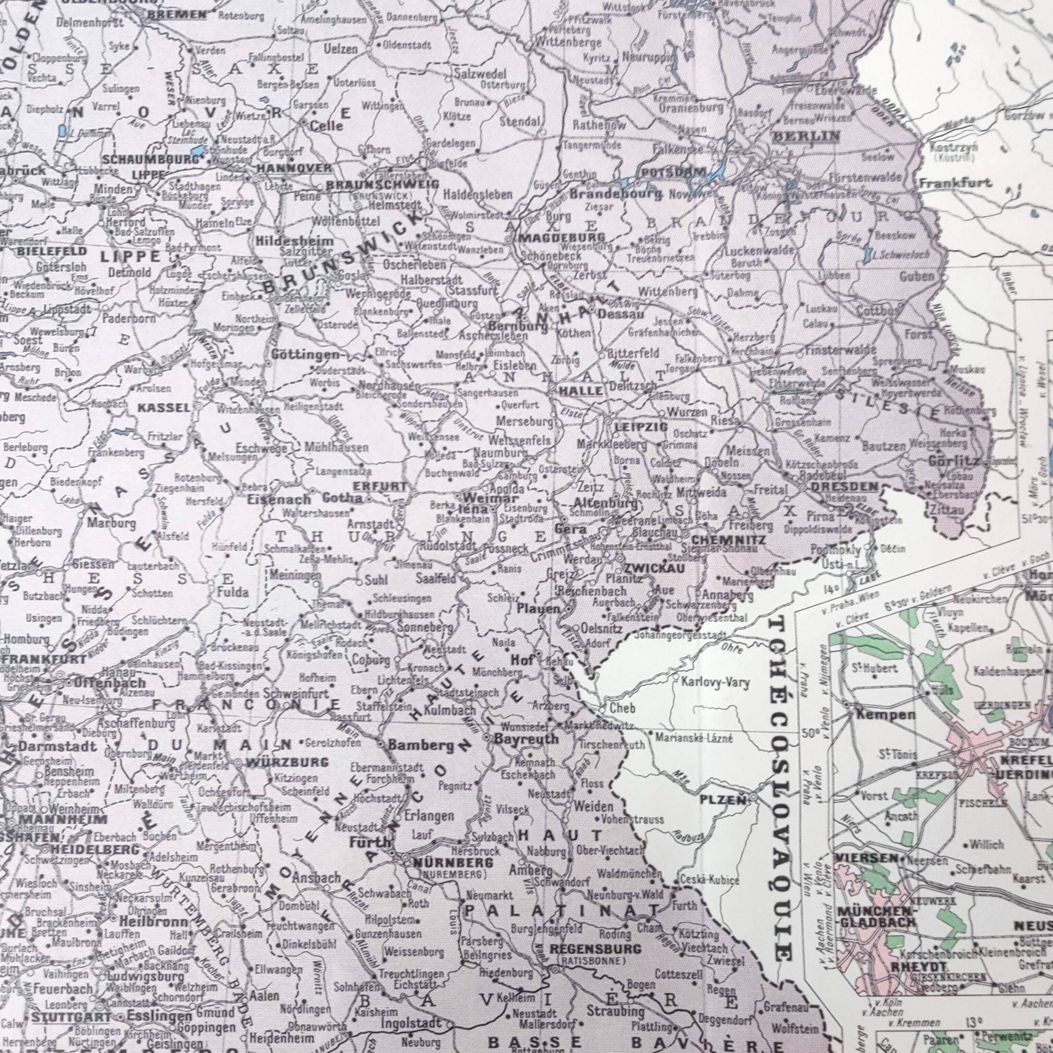 Old map of Germany 43x43cm from 1950