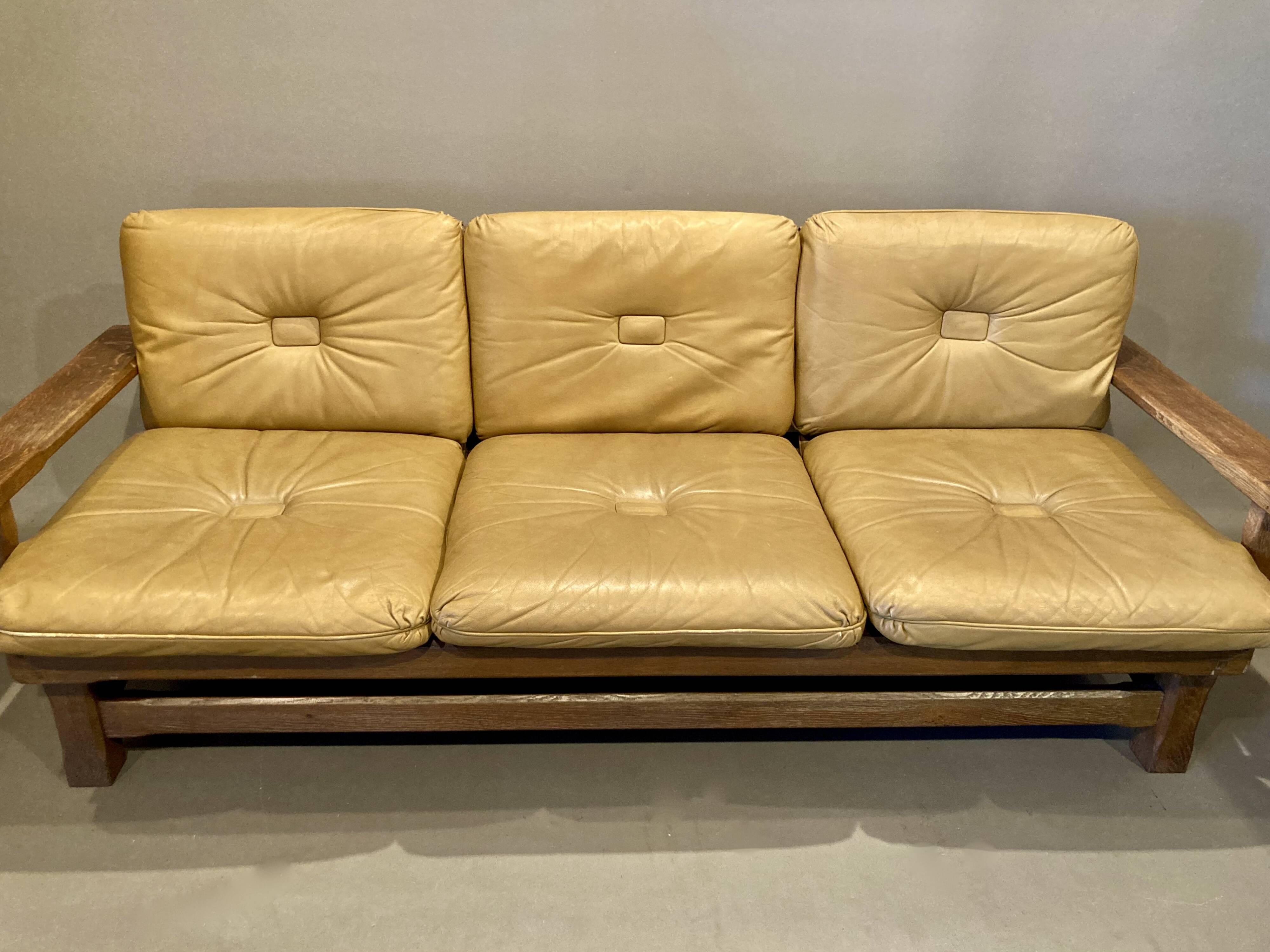 3-seater leather sofa, Brazilian design, 1960s