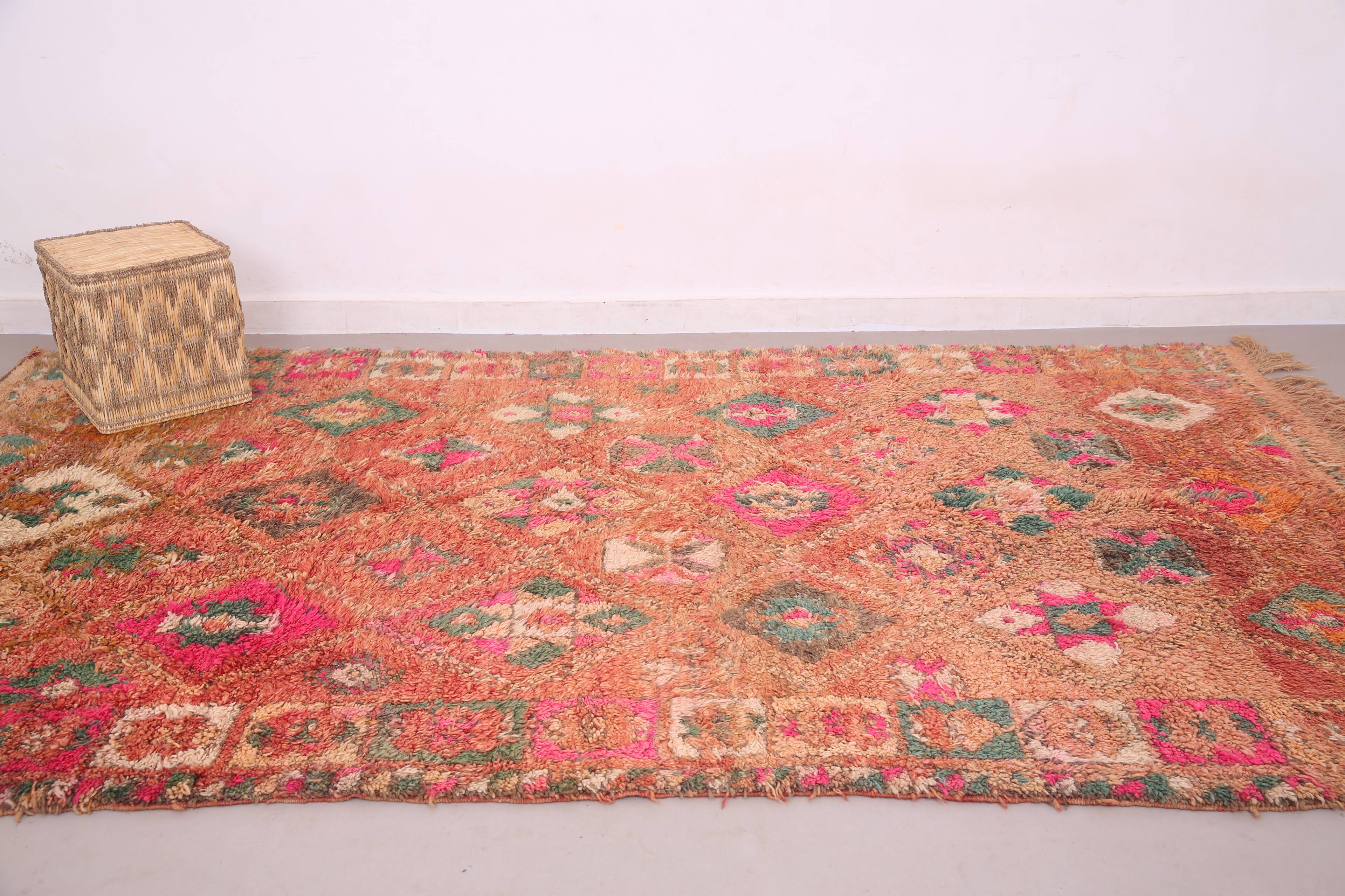 Tapis Boujaad vintage 195 x 340 cm - Tapis berbère marocain fait à la main - Tapis en laine