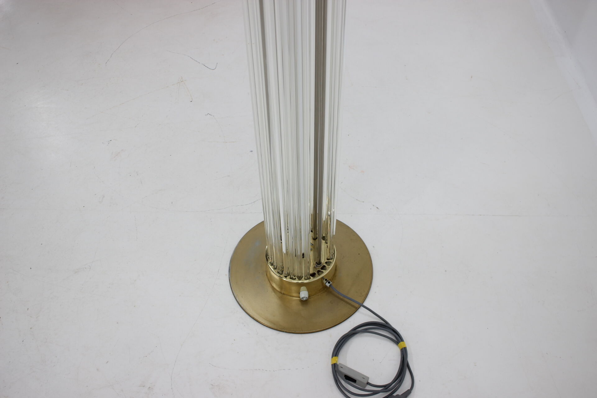 Mid-century rare design brass and Art glass modern floor lamp Kamenický Šenov/Preciosa, 1960´s