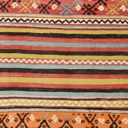 5x6 Vintage Red & Orange Striped Kilim Rug, 163x193Cm