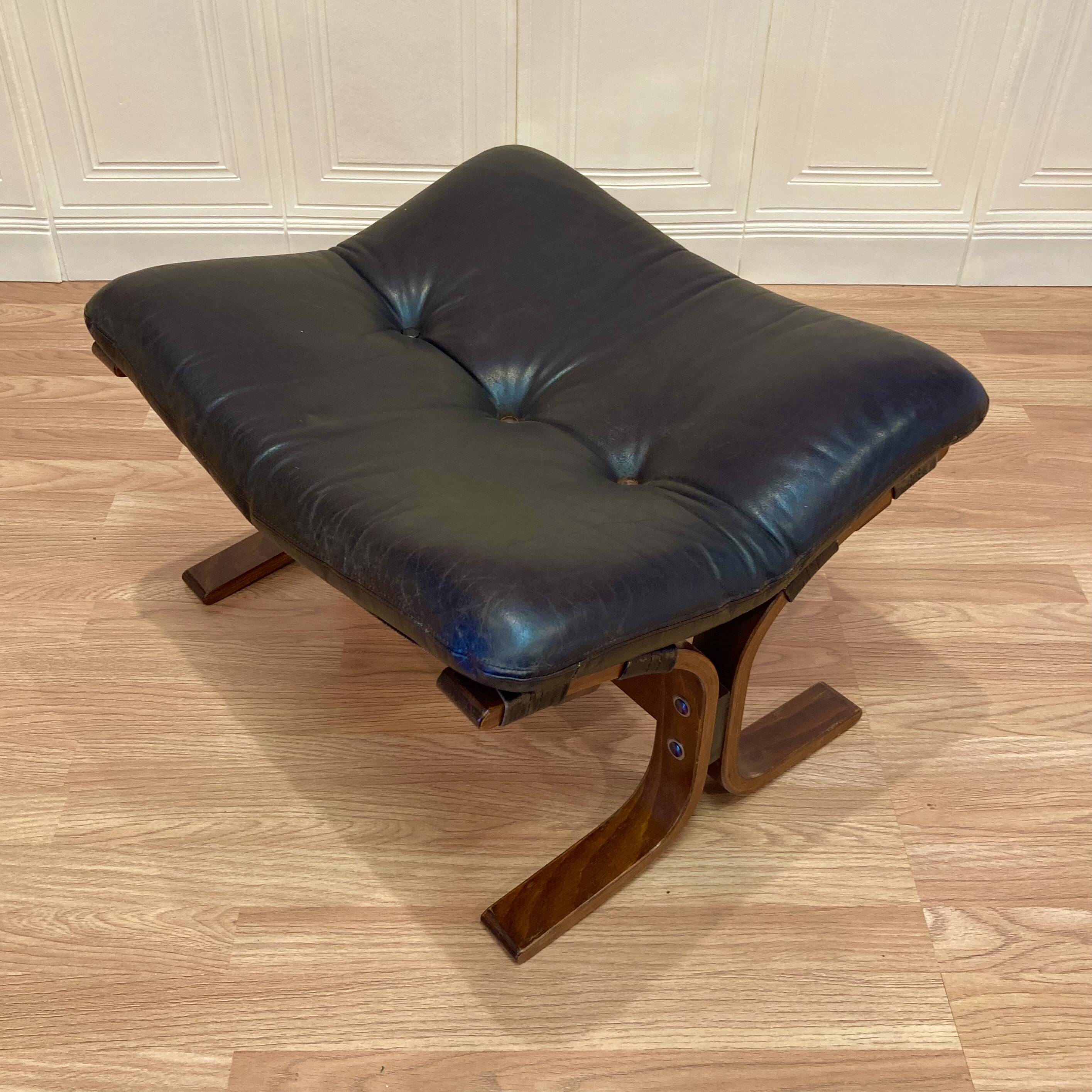 Leather ottoman "Scandinavian design" 1960