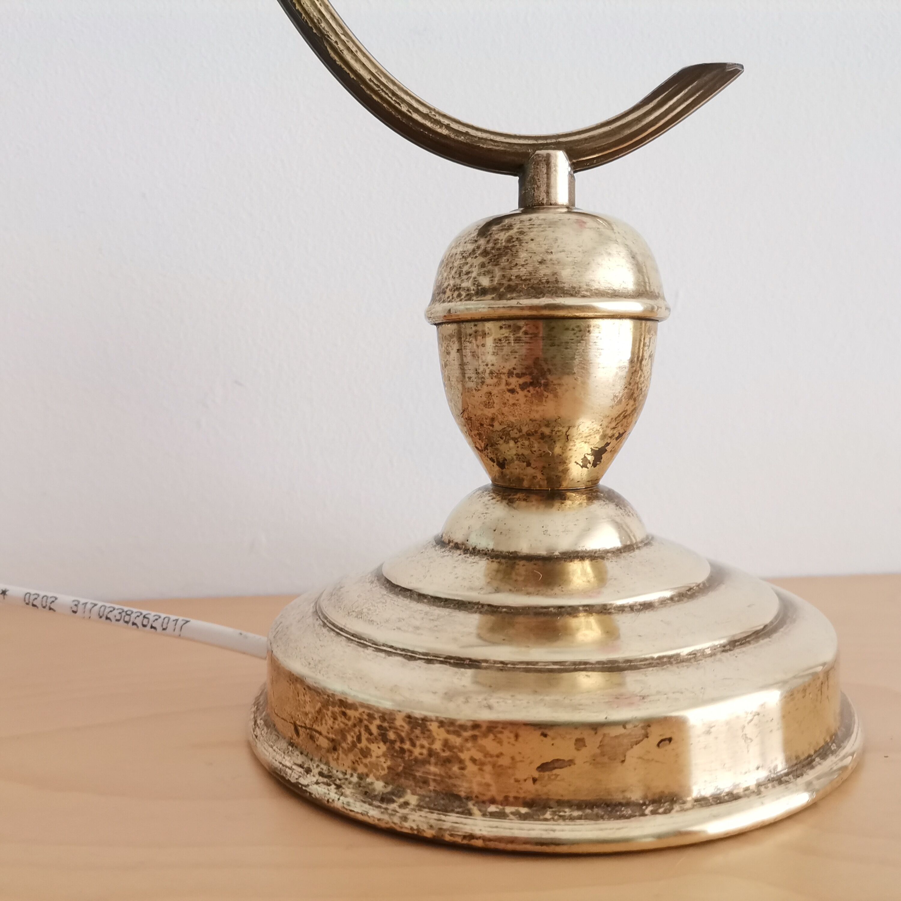 Art Nouveau 1930s brass and frosted glass table lamp