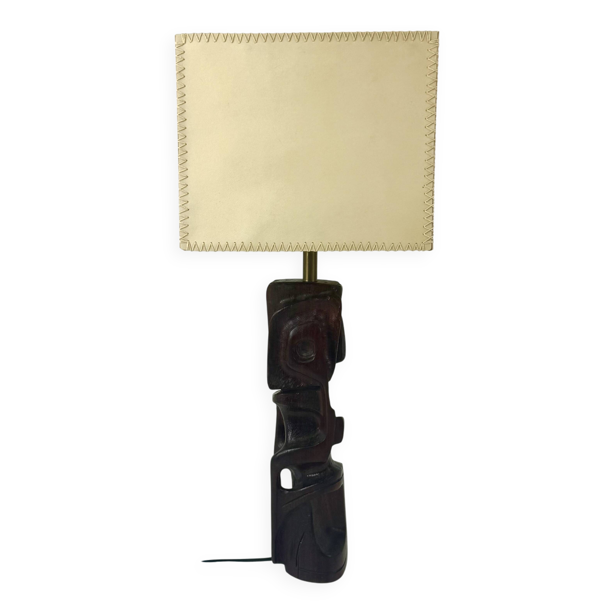 Lampe de table sculpturale en bois sculpté à la main par Gianni Pinna